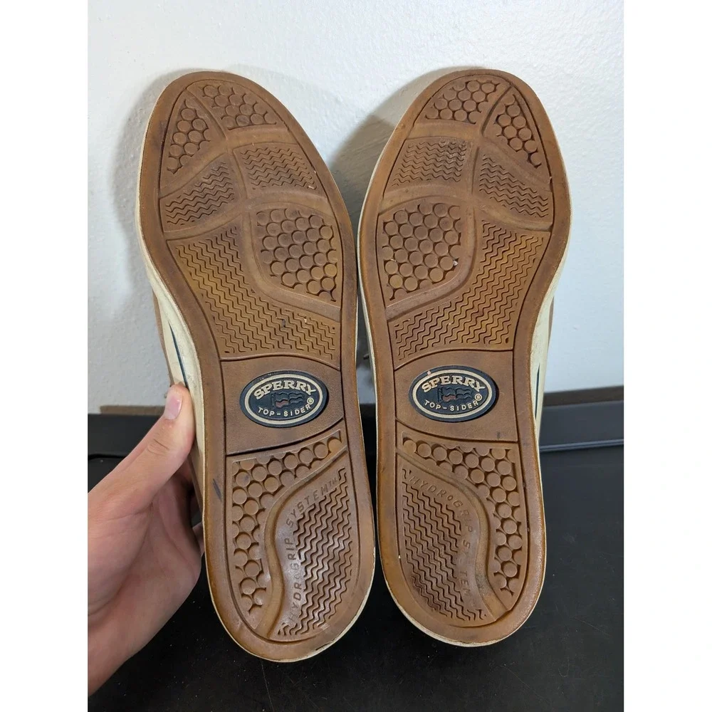 Sperry Top-Sider Bahama Mens 13 Tan Leather Boat Shoes 0284737 Grippy